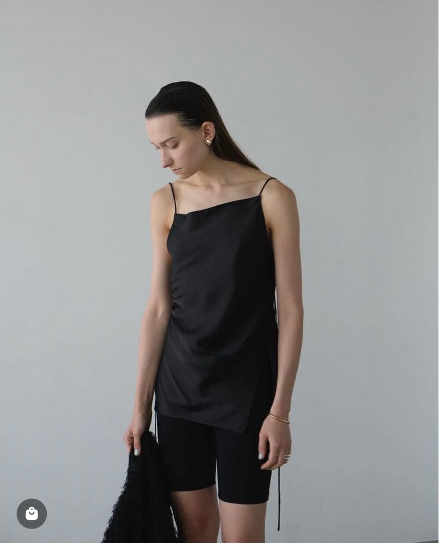 トップス CLANE drape satin camisole tops