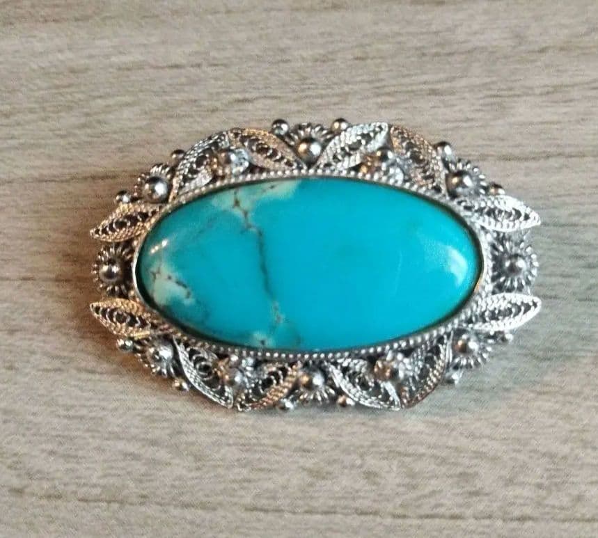 SILVER ターコイズ ブローチ