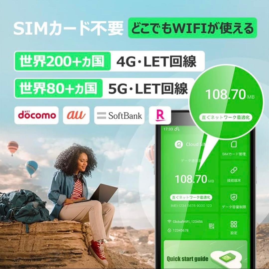 GlocalMe G4 Pro 100ギガ付き ポケットWiーFi 国内海外