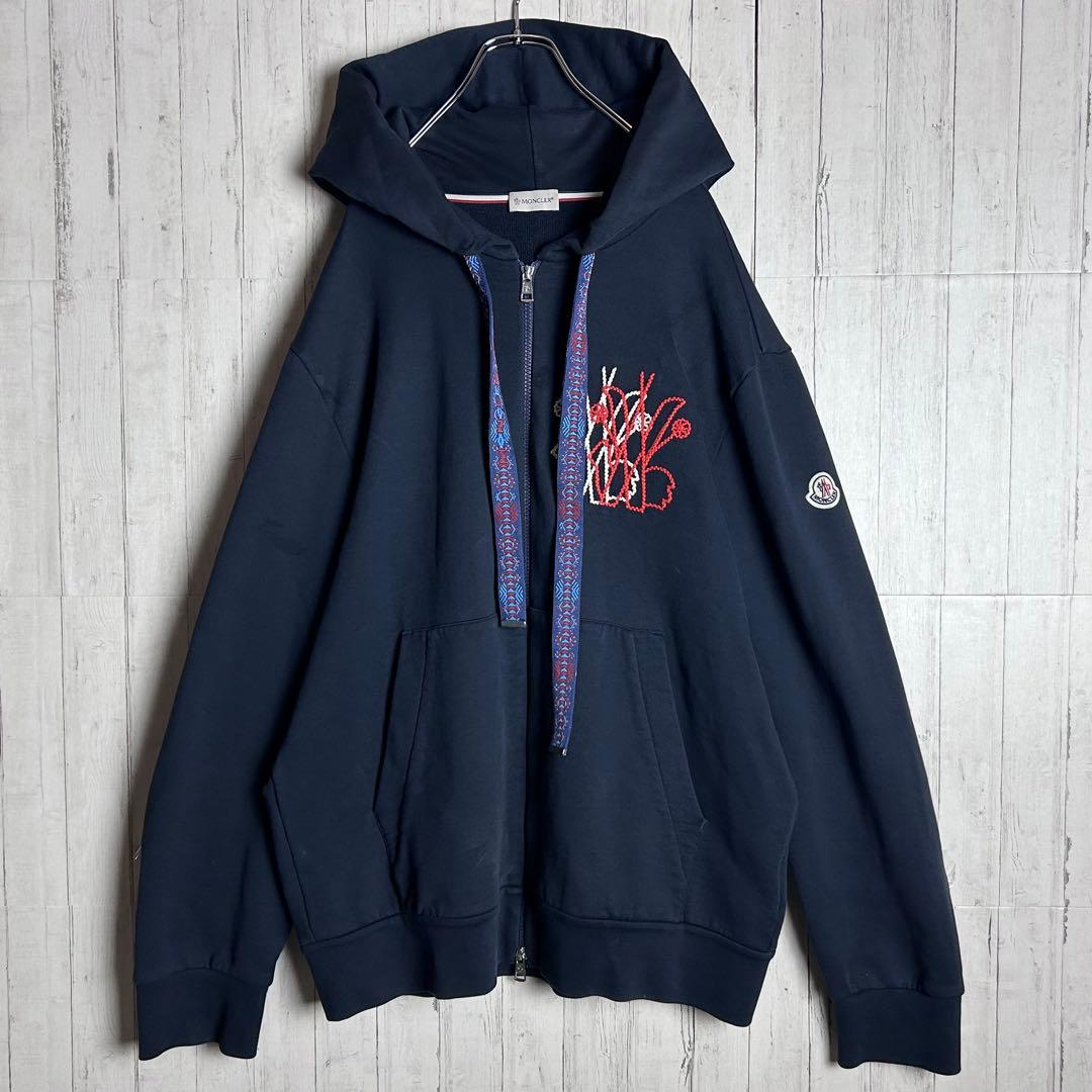【最高デザイン】モンクレール ジップアップパーカー 刺繍ロゴ 即完売モデル