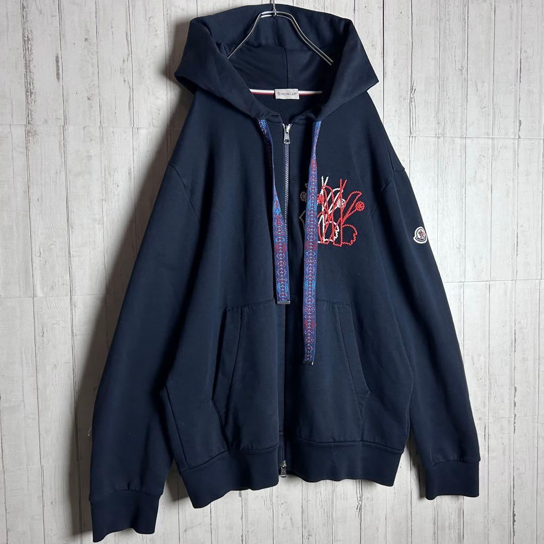 【最高デザイン】モンクレール ジップアップパーカー 刺繍ロゴ 即完売モデル