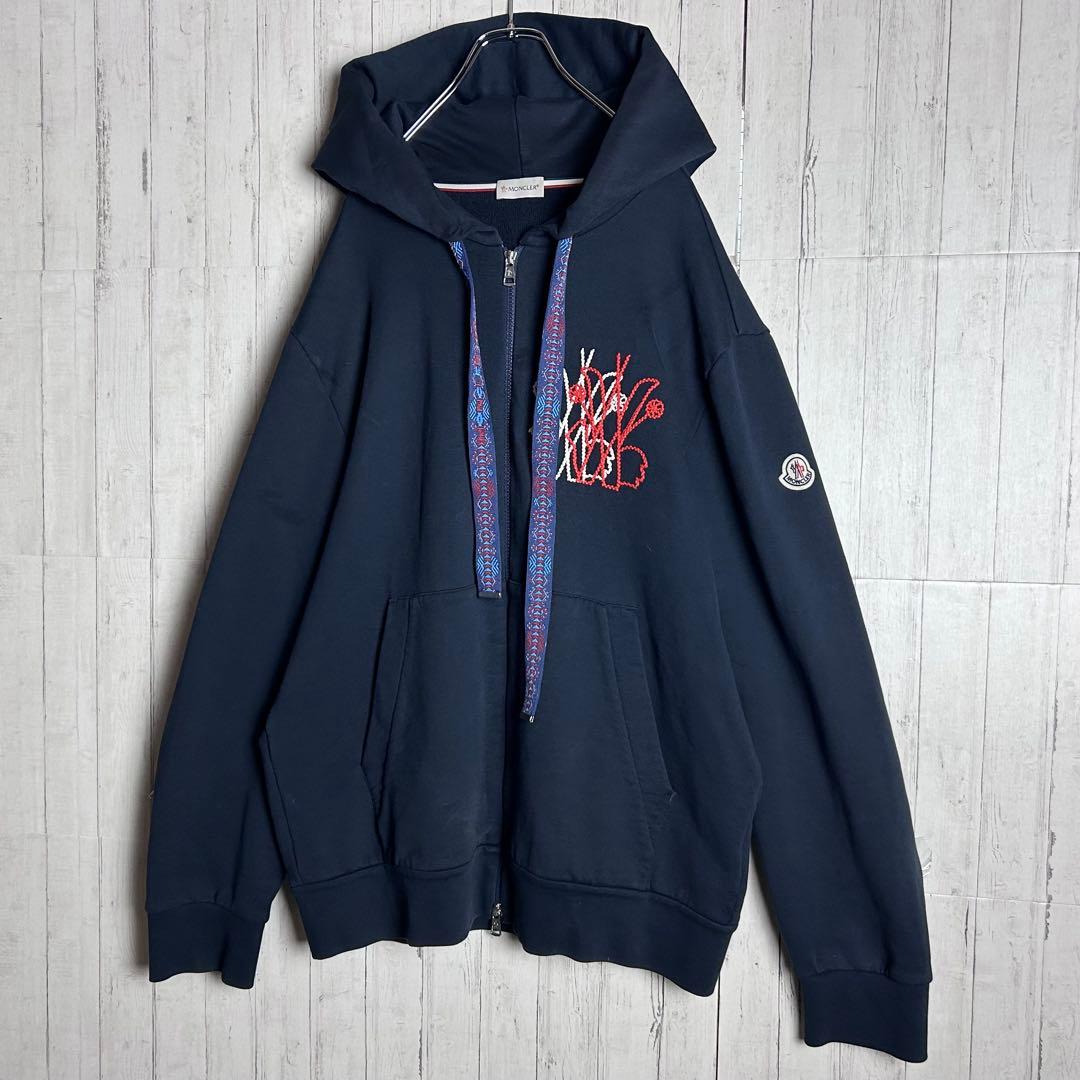 【最高デザイン】モンクレール ジップアップパーカー 刺繍ロゴ 即完売モデル