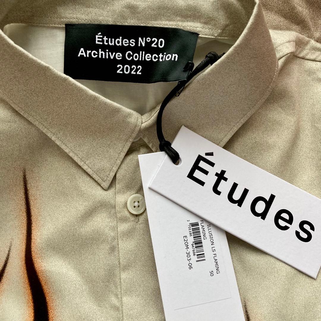 未使用 Etudes エチュード ファイヤーパターン シャツ 50