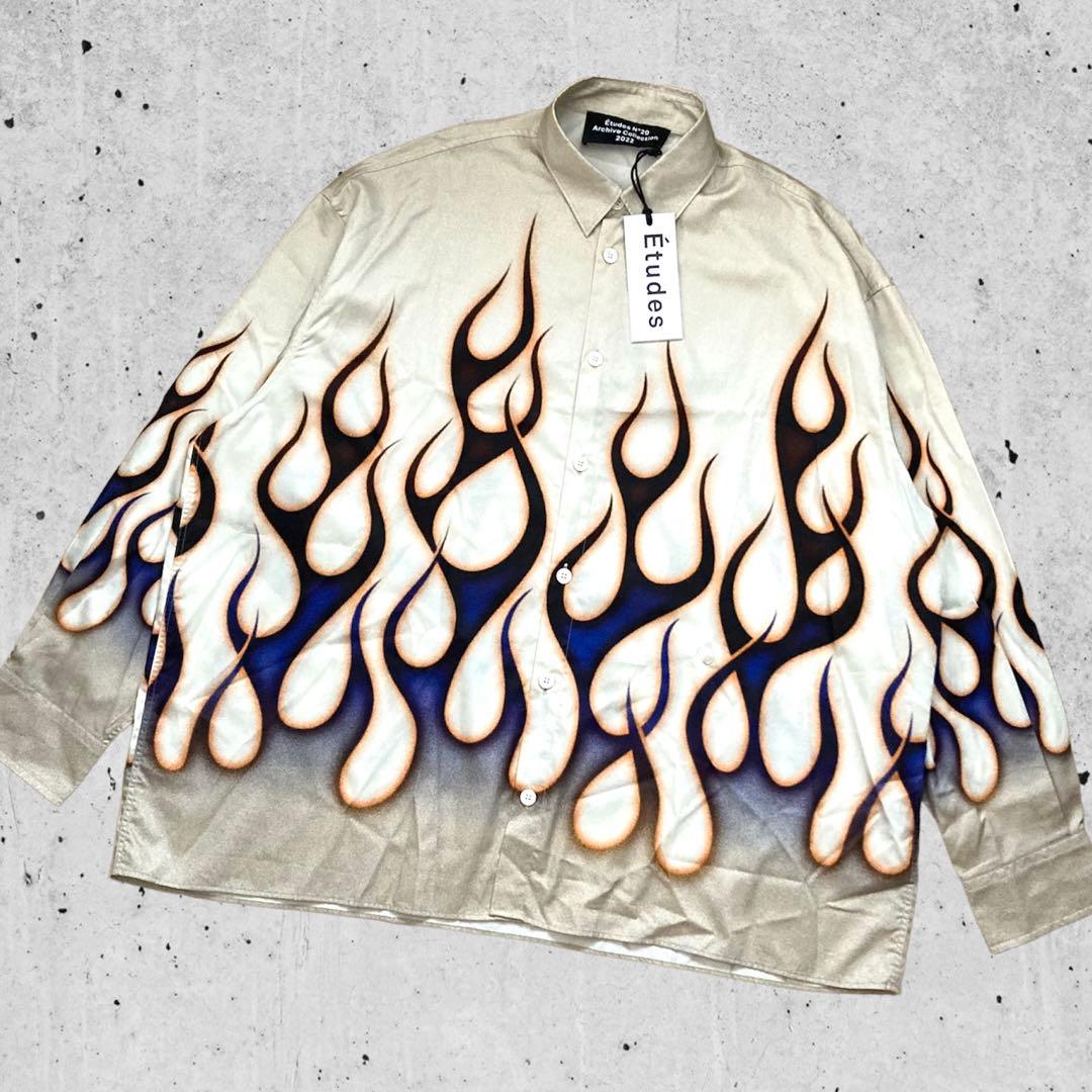 未使用 Etudes エチュード ファイヤーパターン シャツ 50