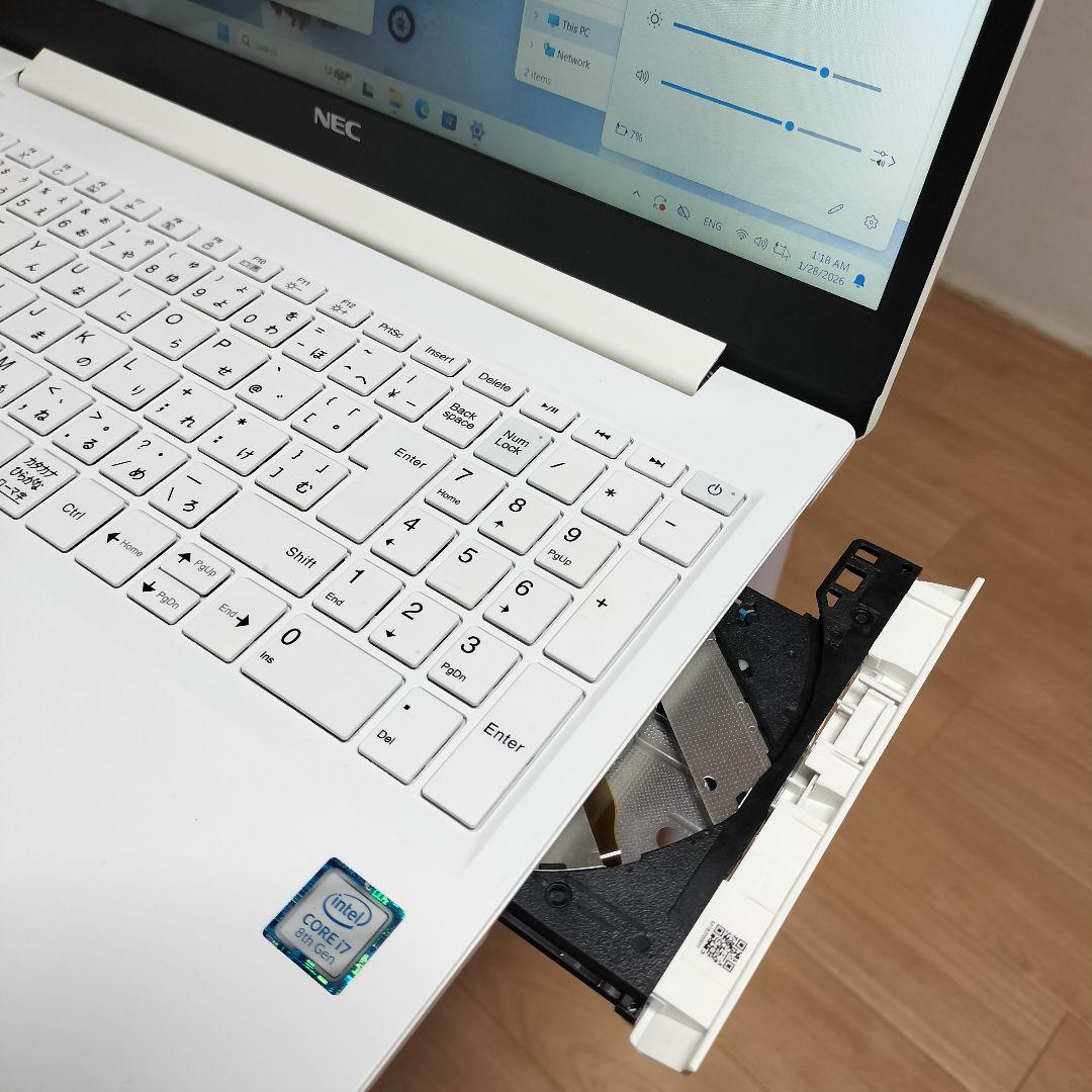NEC ホワイト ノートPC フルHD タッチパネル, CORE i7/8th