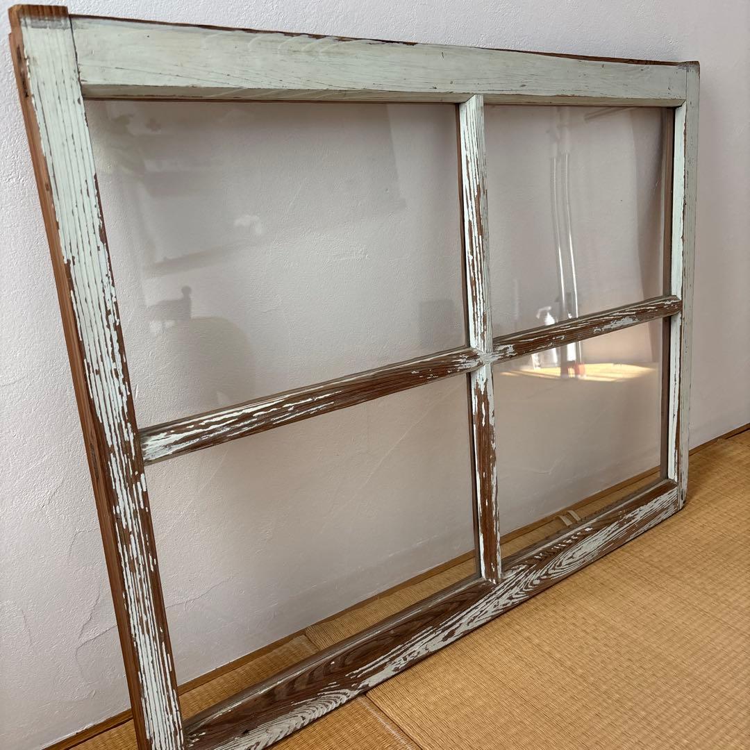 アンティーク　昭和レトロ 木製 建具 格子窓 ガラス戸 1枚 古民家