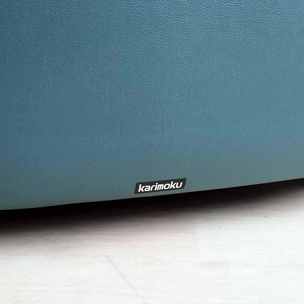 90's カリモク 本革 1人掛けソファ B 応接 ZR24324