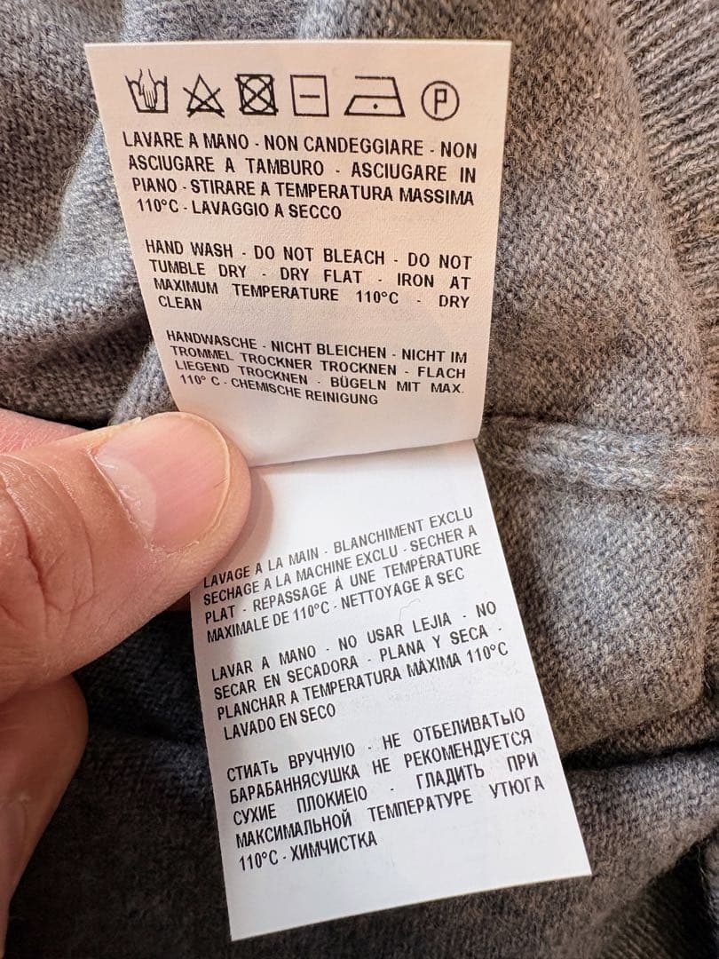 新品 グランサッソ カシミヤ100% ニット クルーネック グレー 52 50