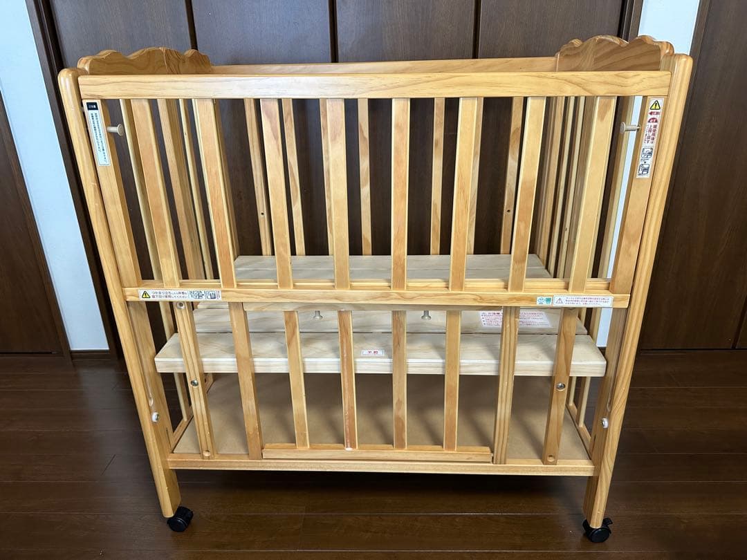 パタン 折りたたみミニベビーベッド 木製 大和屋 キャスター付き 60×90cm