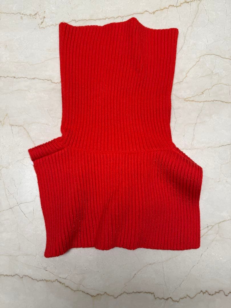 ENFOLD リブ編みネックウォーマー レッド