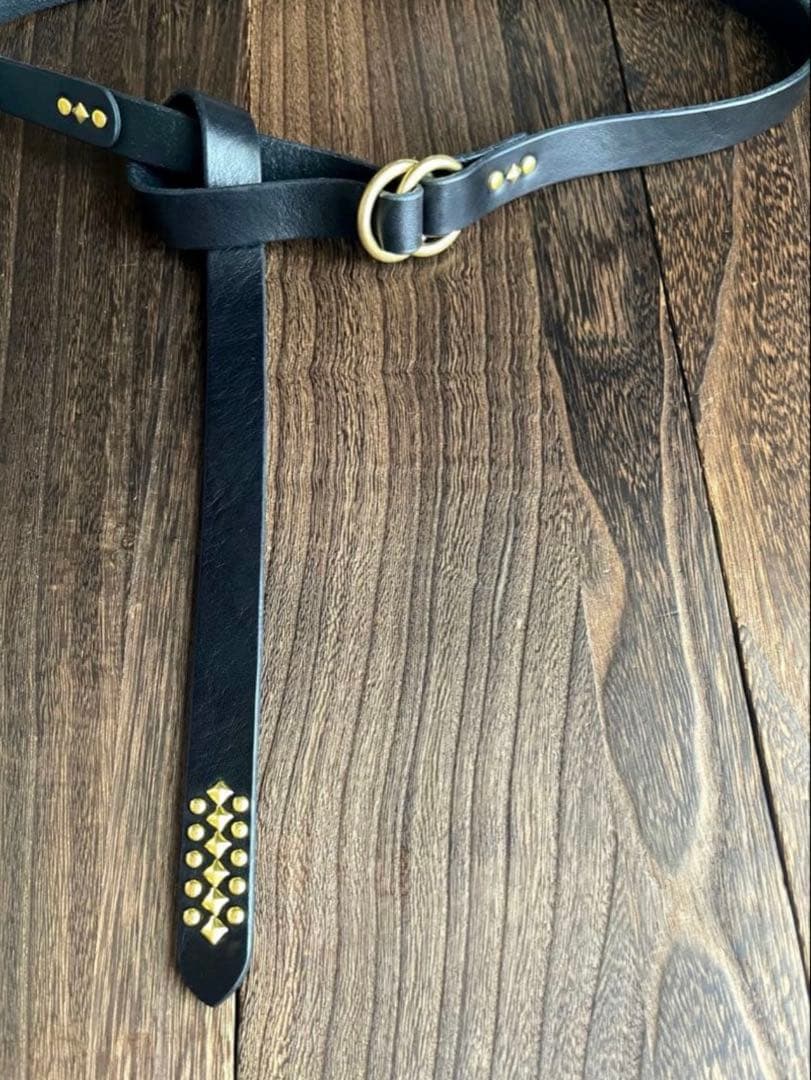 オーダー品　スタッズナローロングベルト　ダブルリング　真鍮　ミッスーリ