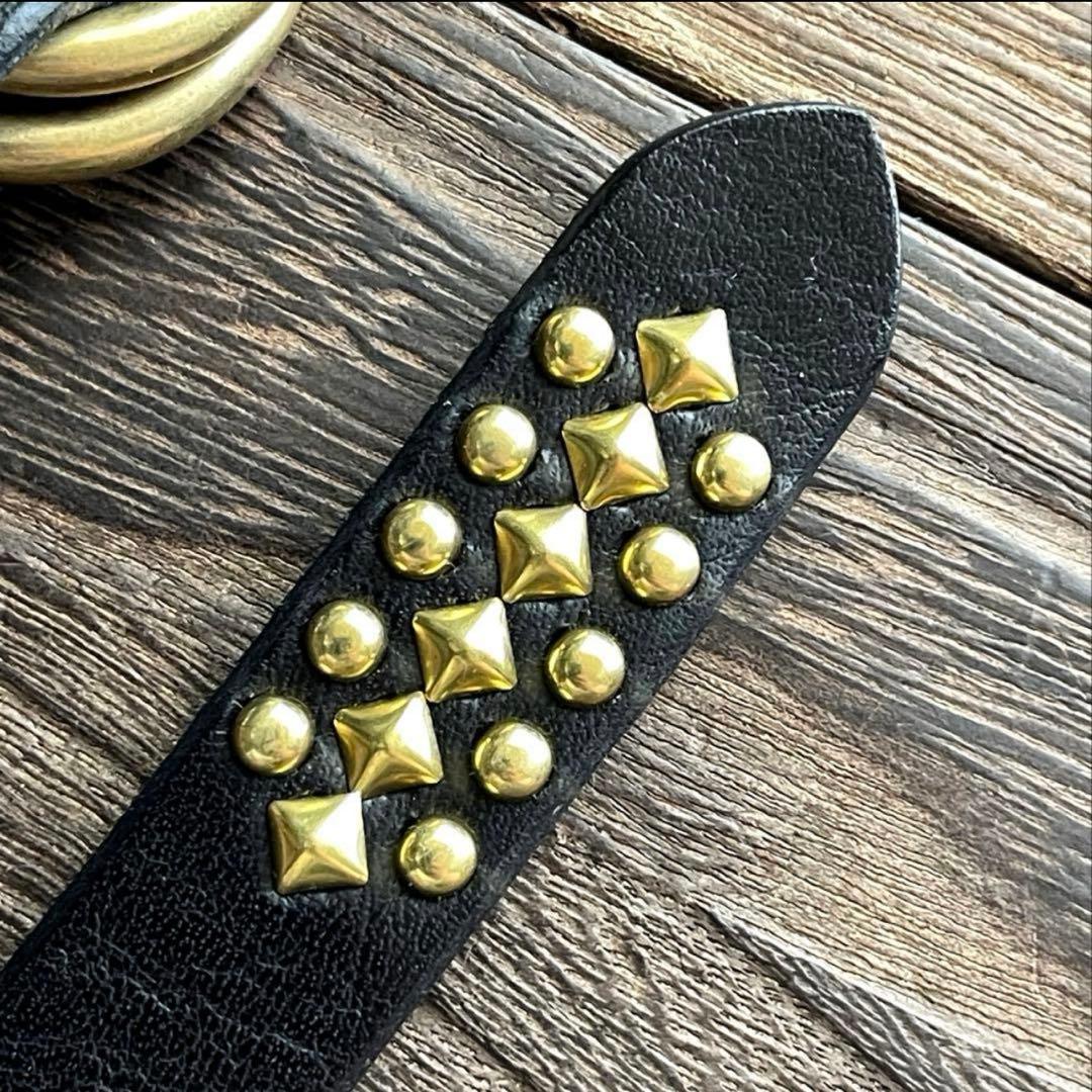 オーダー品　スタッズナローロングベルト　ダブルリング　真鍮　ミッスーリ