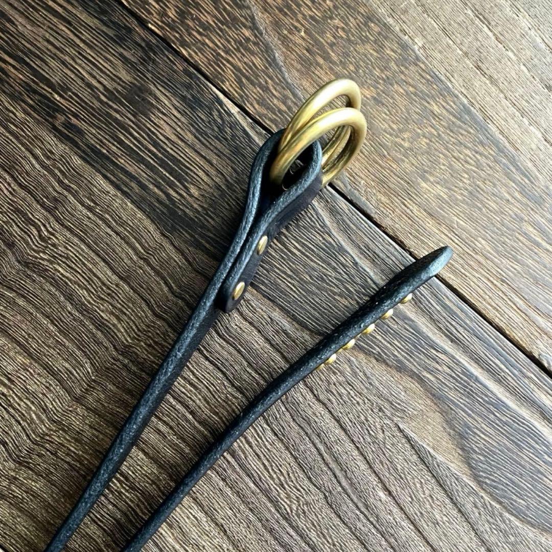 オーダー品　スタッズナローロングベルト　ダブルリング　真鍮　ミッスーリ