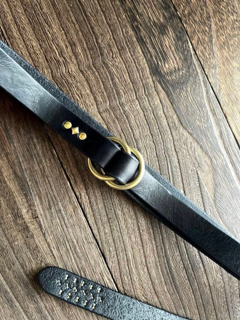 オーダー品　スタッズナローロングベルト　ダブルリング　真鍮　ミッスーリ