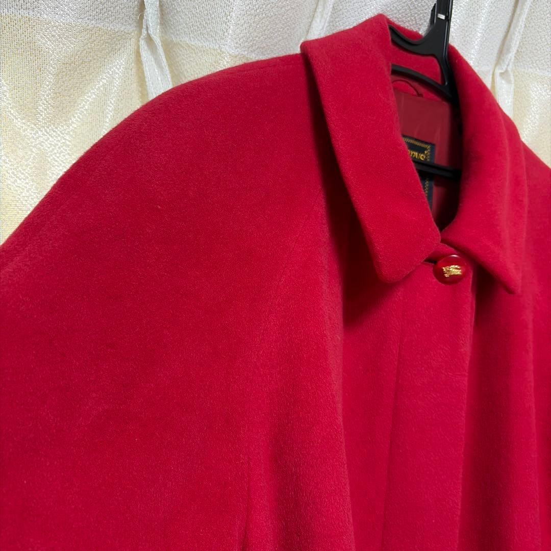BURBERRY バーバリー アンゴラ100％ 赤色 金ボタン 比翼コート