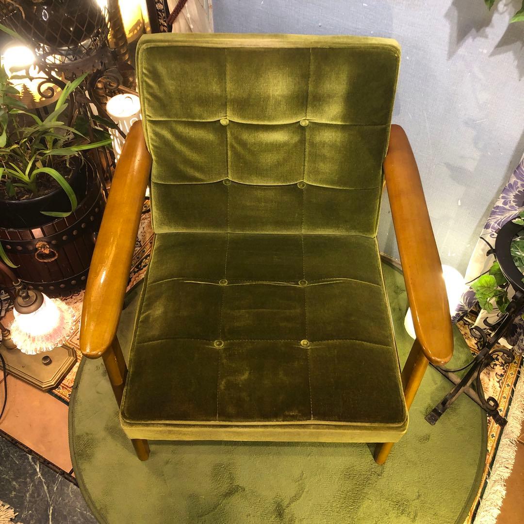 き*)様 ヴィンテージ カリモク６０　1シーター チェア　ソファ　モケットグリー