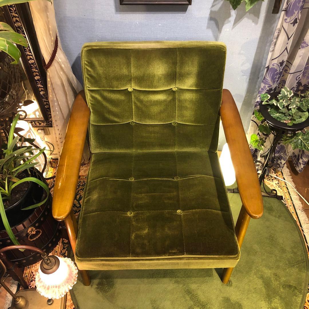 き*)様 ヴィンテージ カリモク６０　1シーター チェア　ソファ　モケットグリー