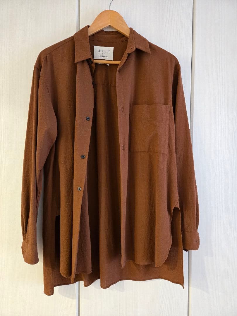 極美品 AILE par EDIFICE ウールシャツ 40 茶 ブラウン