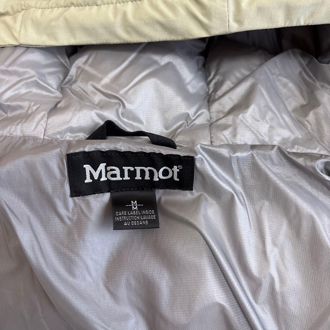 Marmot フード付きダウンジャケット ライトグレー