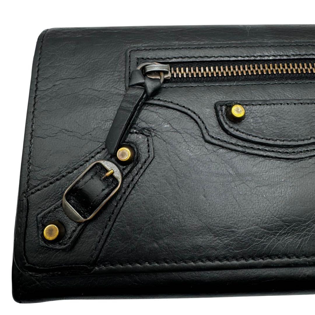 S級極美品✨バレンシアガ 長財布 クラシック コンチネンタル スタッズ ブラック