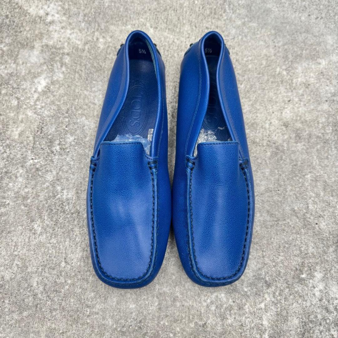 極美品　トッズ ブルー　ゴンミーノ　ドライビングシューズ　モカシン　レザー 本革