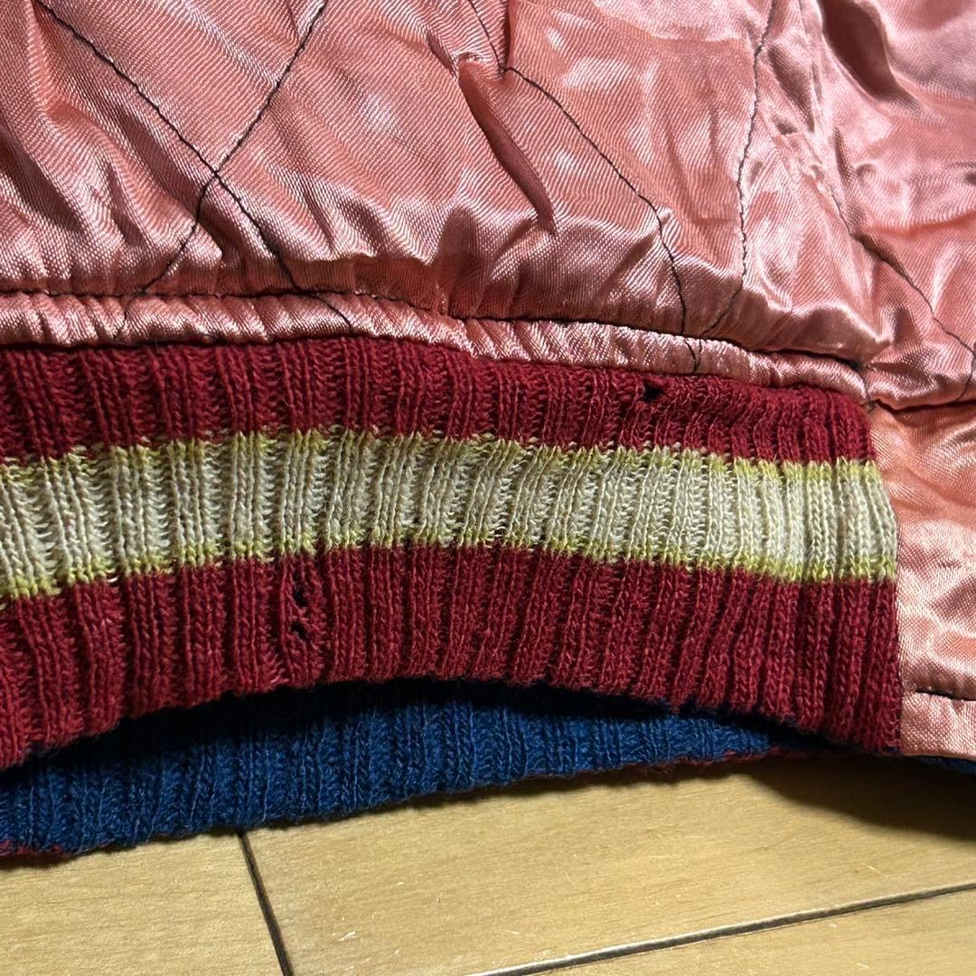 別珍 × サテン 50s リバーシブル スカじゃん 龍虎刺繍 富士山 手刺繍