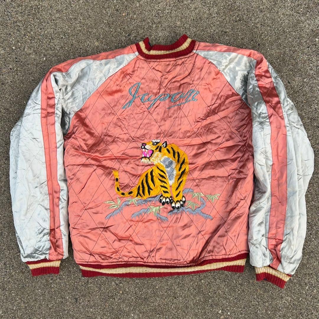 別珍 × サテン 50s リバーシブル スカじゃん 龍虎刺繍 富士山 手刺繍