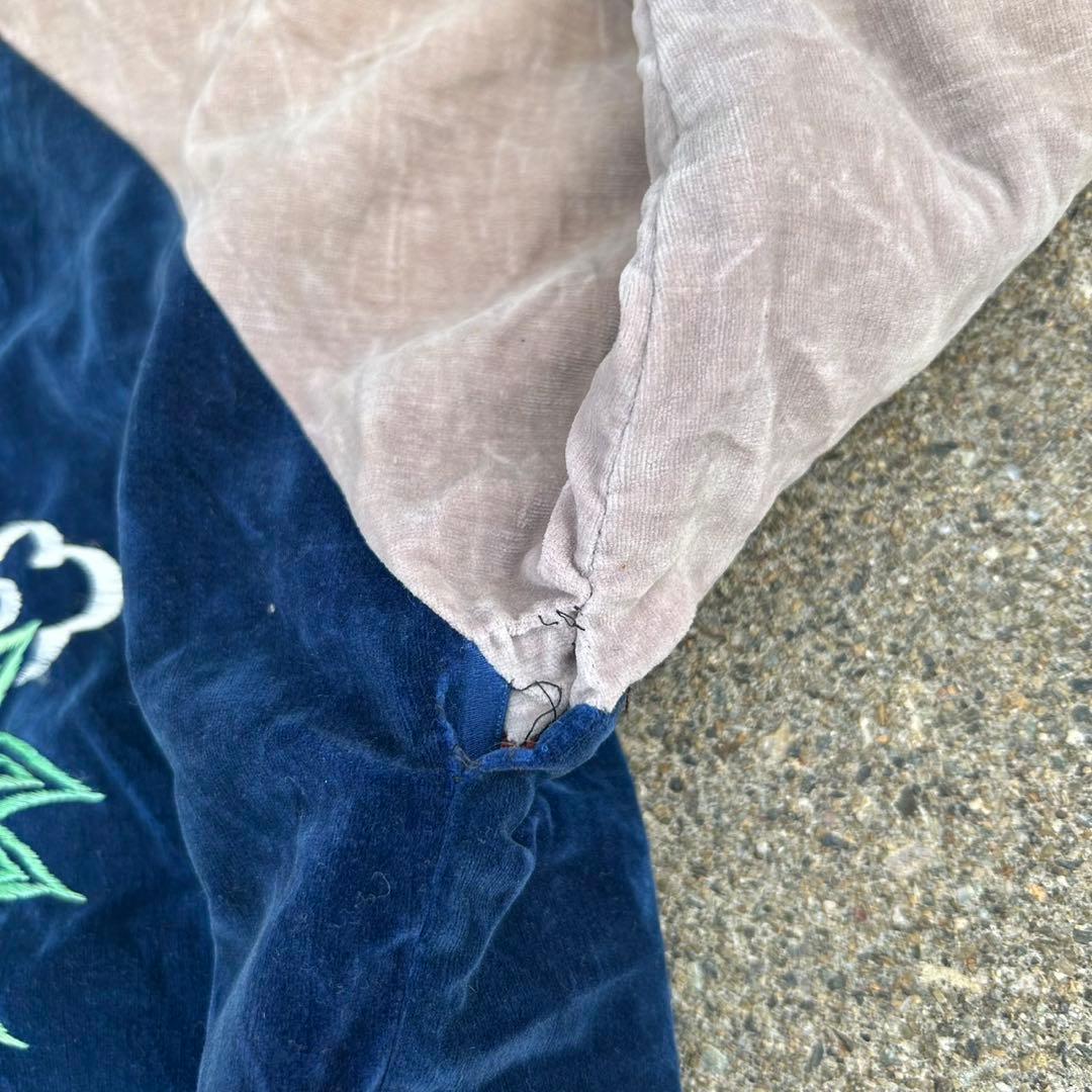別珍 × サテン 50s リバーシブル スカじゃん 龍虎刺繍 富士山 手刺繍