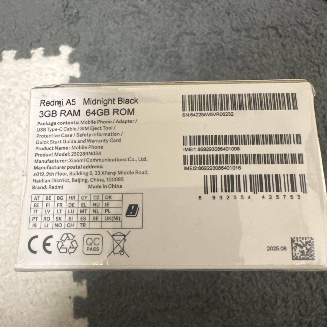 Redmi A5 ブラック 3GB RAM 64GB ROM