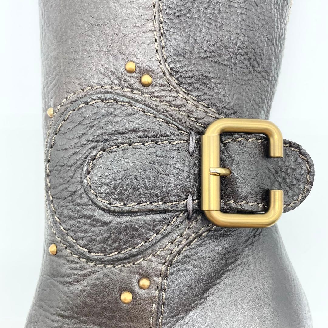 【美品】Chloe クロエ ロングブーツ サイドジップ レザー 金具 23cm