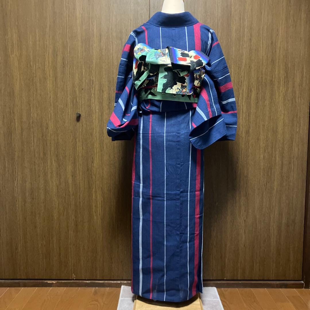 しじら　阿波しじら　しじら織　浴衣　夏着物　洗える着物　単衣　着丈155 裄67