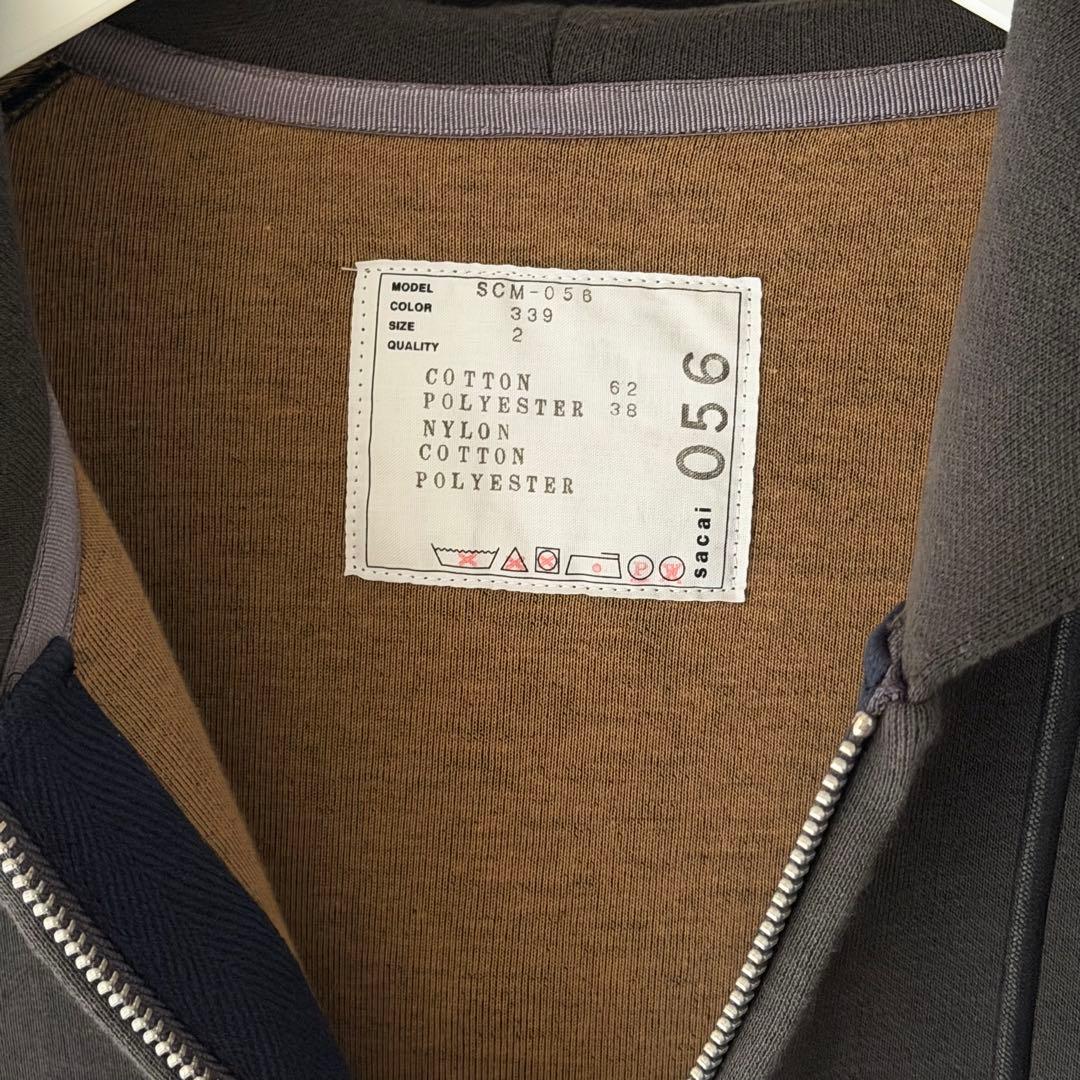 トップス sacai Sponge Sweat x Nylon Twill Hoodie