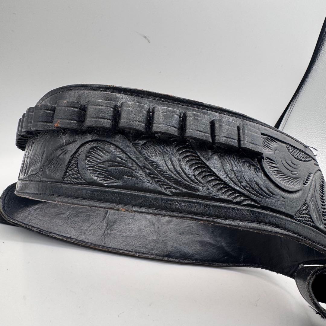 本革 カービングレザー ガンホルダーベルト ウエスタンスタイル