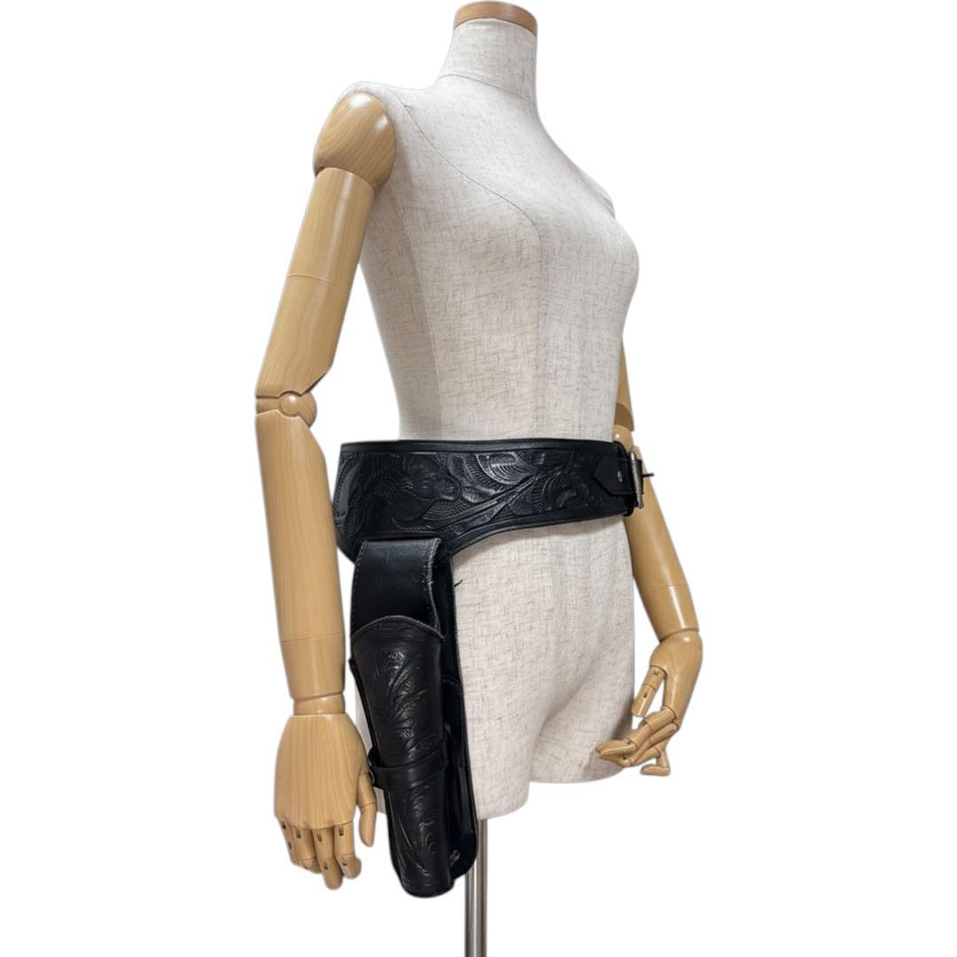 本革 カービングレザー ガンホルダーベルト ウエスタンスタイル