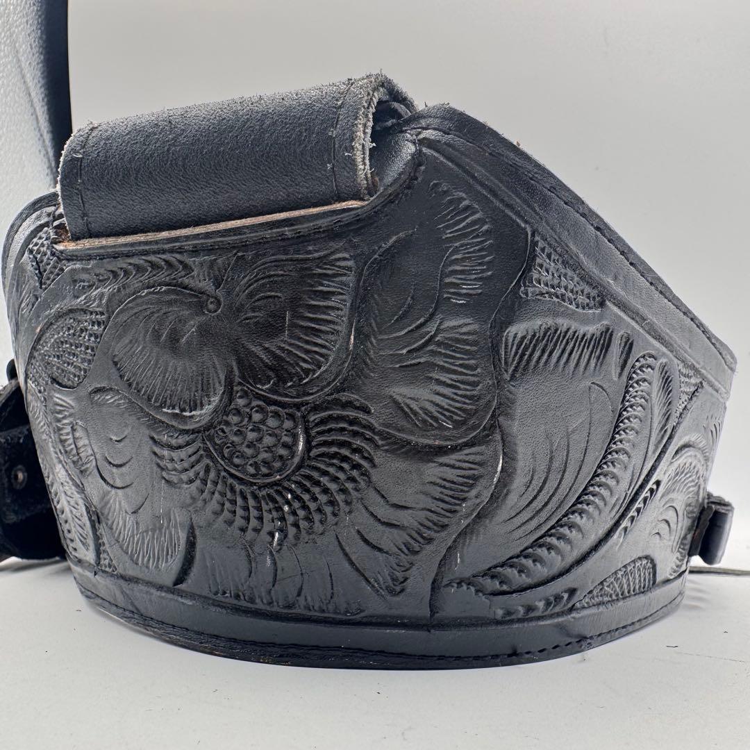 本革 カービングレザー ガンホルダーベルト ウエスタンスタイル