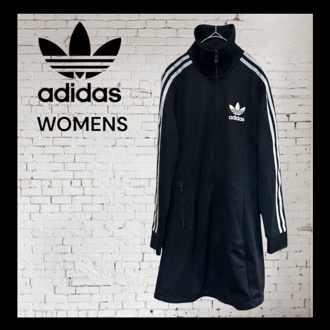 adidas アディダス　レディースジップアップワンピース　ブラック