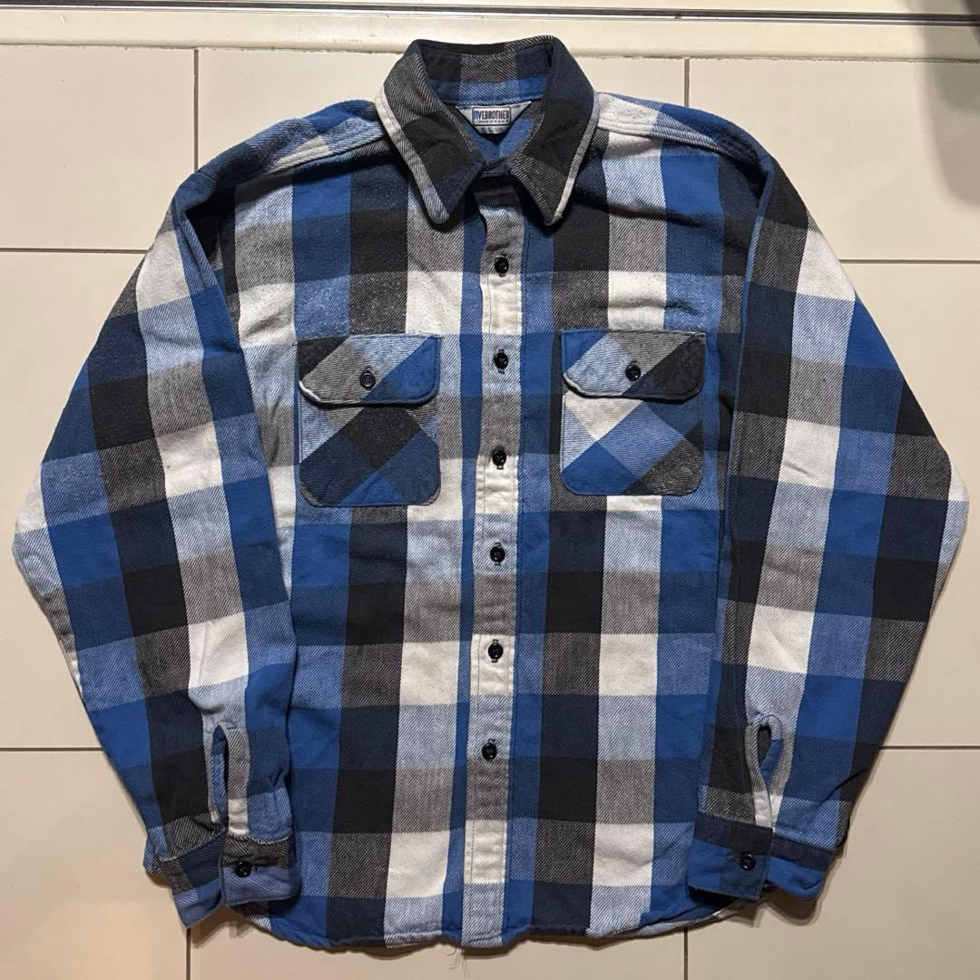 70s〜80s USA製 five brother フランネルシャツ 黒ボタン