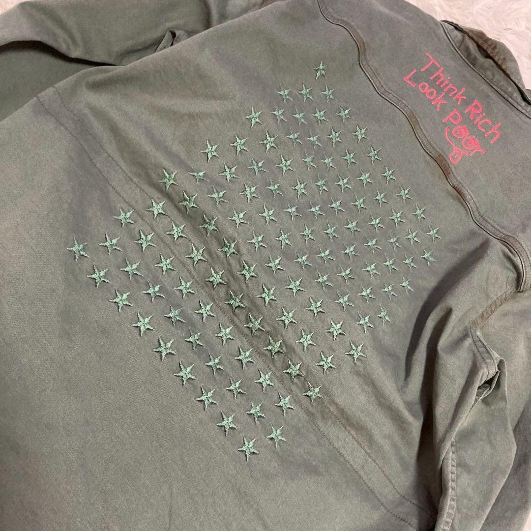 ONEMADE ミリタリーシャツ カーキ 48 重ね着風 オシャレ カジュアル