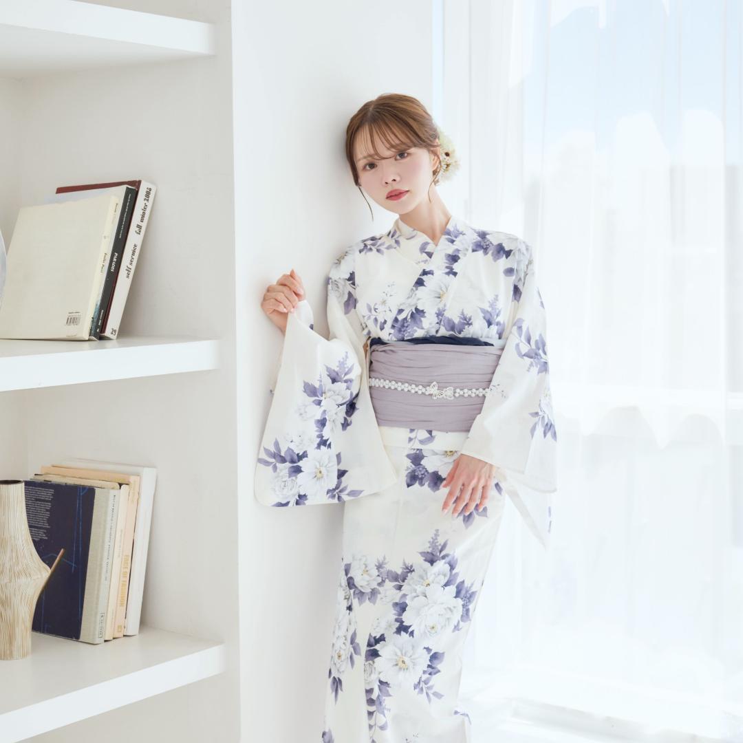 新品 浴衣 セット 浴衣セット ゆかた レディース 大人 ネイビー 白 Y5-2