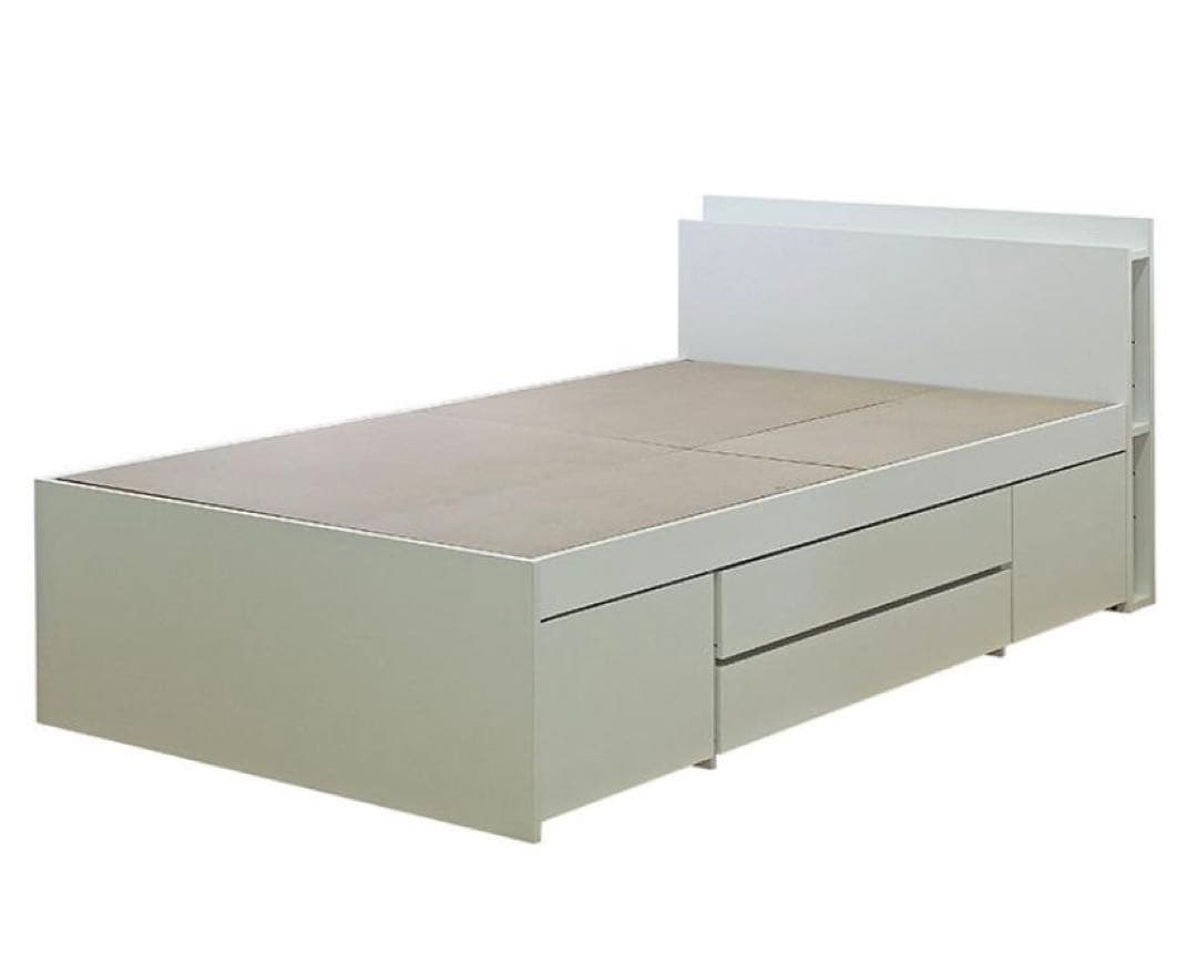 ★美品！オムニア ベッドフレーム セミダブル 引出し収納 床下収納 ホワイト★