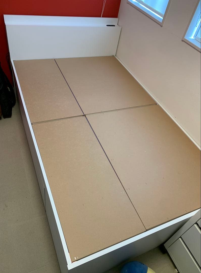 ★美品！オムニア ベッドフレーム セミダブル 引出し収納 床下収納 ホワイト★