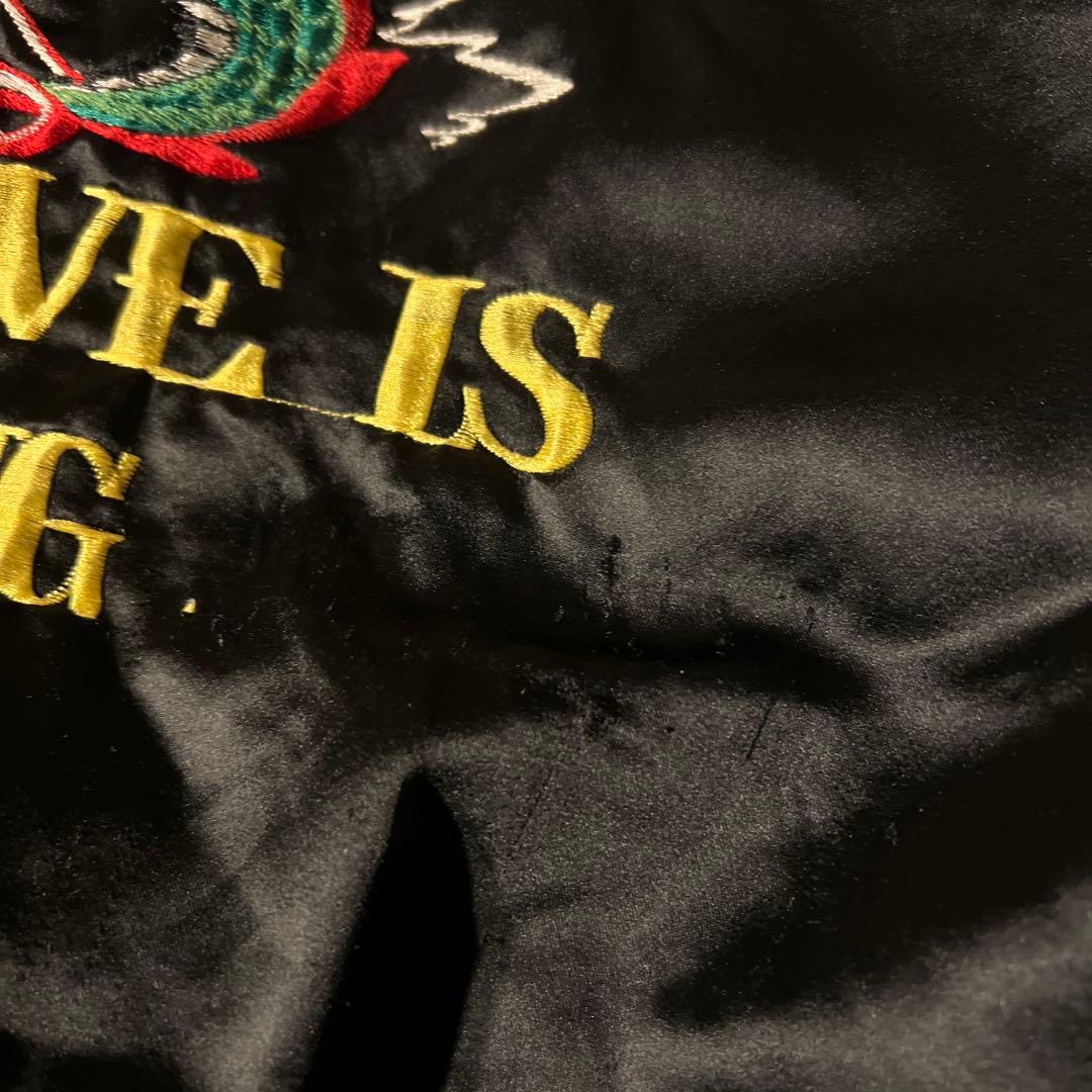 70s80s Vintage ドラゴン刺繍 ブラックサテン スカジャンスーベニア