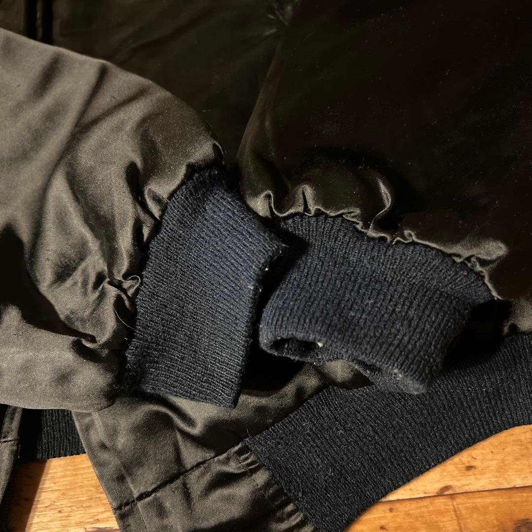 70s80s Vintage ドラゴン刺繍 ブラックサテン スカジャンスーベニア