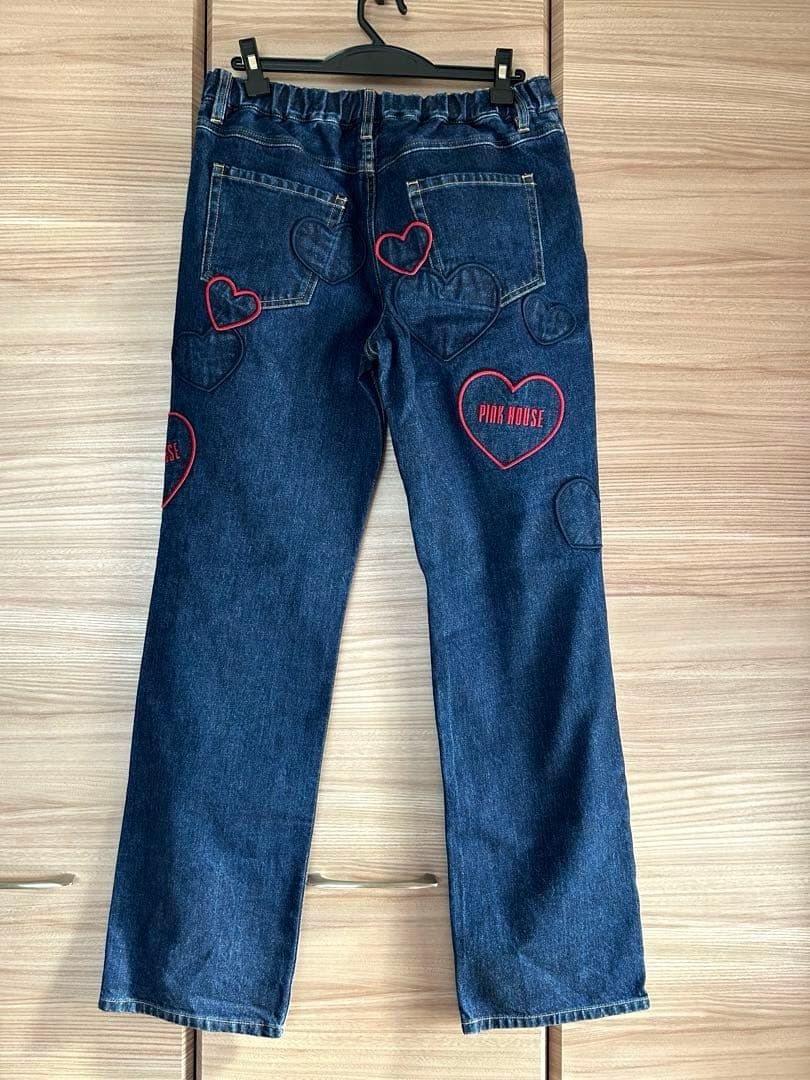 PINK HOUSE ピンクハウス ハートアップリケ　デニム　パンツ Ｌ