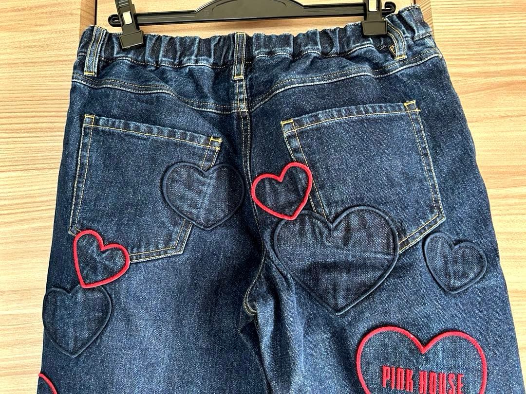 PINK HOUSE ピンクハウス ハートアップリケ　デニム　パンツ Ｌ
