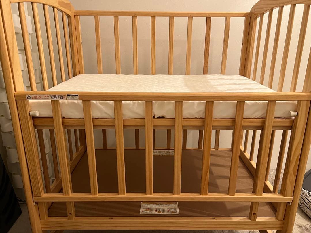木製ベビーベッド 70x120cm 寝具セット