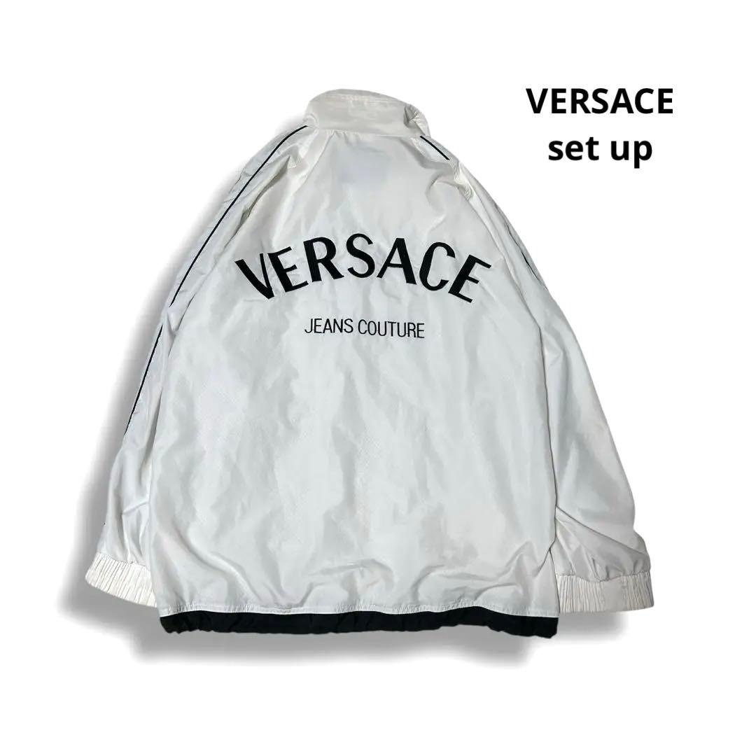 ヴェルサーチ セットアップ ビックロゴ ホワイト ブラック 刺繍 両面