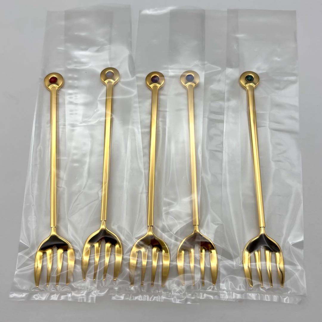 MIKIMOTO ミキモト 半貴石カトラリー フォーク 5本セット