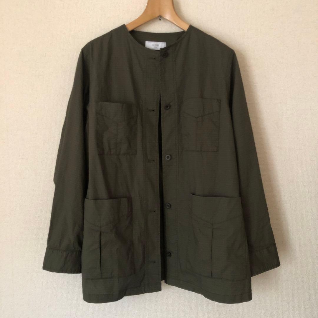 SLOBE IENA ノーカラーサファリブルゾン