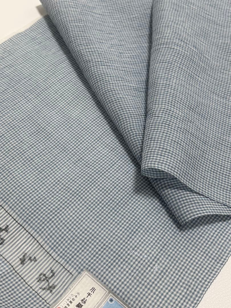新品　夏物 小千谷ちぢみ 反物 本麻 越後 オーガニック 関松織物　水色